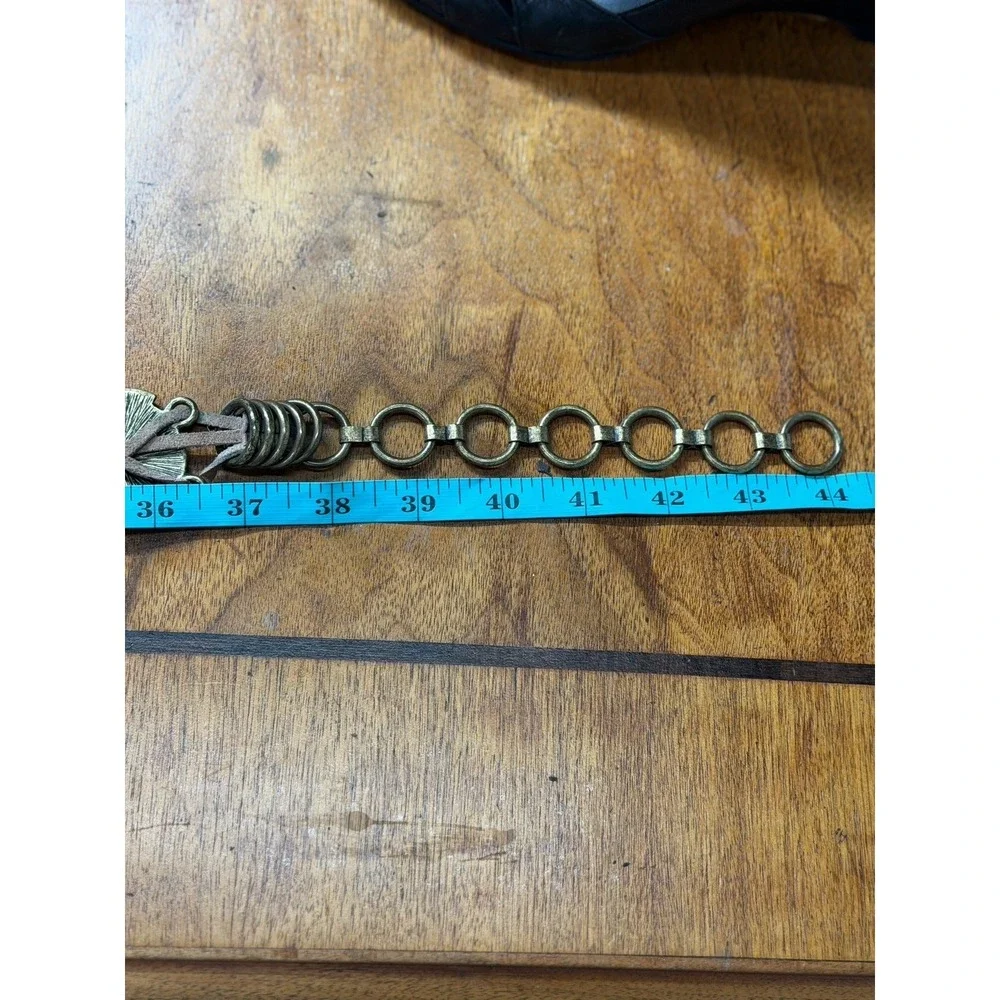 Metal Medallion Chain Belt Antique-Bronze Circles Hippie Boho Funky - 37-44